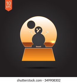 Vector christmas icon. New year illustration.  Snow globe with snowman