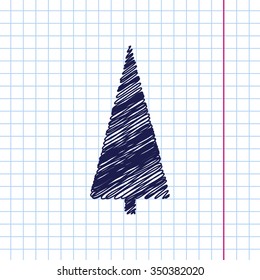 Vector christmas icon. New year illustration. Doodle on copybook