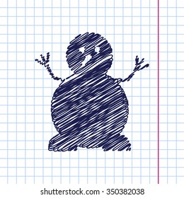 Vector christmas icon. New year illustration. Doodle on copybook