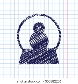Vector christmas icon. New year illustration. Doodle on copybook