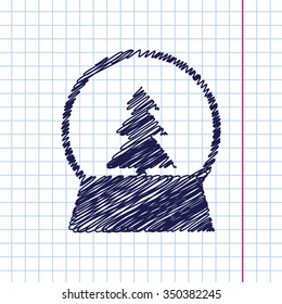 Vector christmas icon. New year illustration. Doodle on copybook