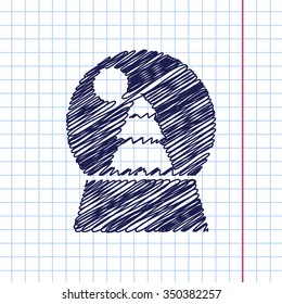 Vector christmas icon. New year illustration. Doodle on copybook