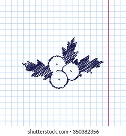 Vector christmas icon. New year illustration. Doodle on copybook