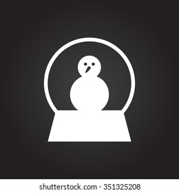 Vector christmas icon. New year illustration.  Snow globe with snowman