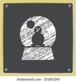 Vector christmas icon. New year illustration.  Snow globe with snowman