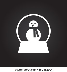 Vector christmas icon. New year illustration.  Snow globe with snowman