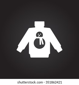 Vector christmas icon. New year illustration. Pullover with snowman