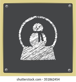Vector christmas icon. New year illustration.  Snow globe with snowman