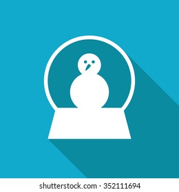 Vector christmas icon. New year illustration.  Snow globe with snowman