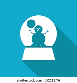 Vector christmas icon. New year illustration.  Snow globe with snowman