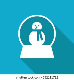 Vector christmas icon. New year illustration.  Snow globe with snowman