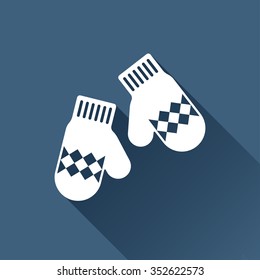 Vector christmas icon. New year illustration. Mittens