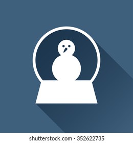 Vector christmas icon. New year illustration.  Snow globe with snowman