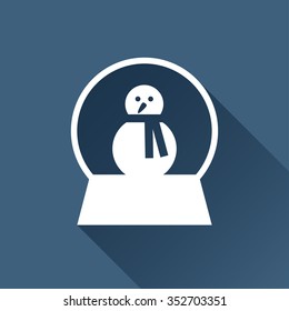 Vector christmas icon. New year illustration.  Snow globe with snowman