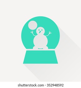 Vector christmas icon. New year illustration.  Snow globe with snowman