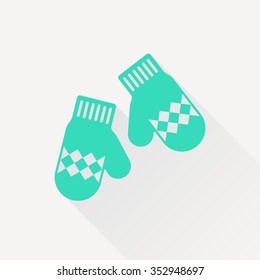 Vector christmas icon. New year illustration. Mittens