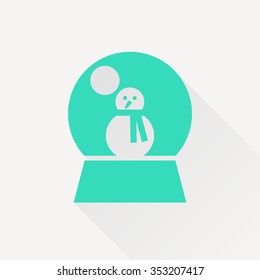 Vector christmas icon. New year illustration.  Snow globe with snowman