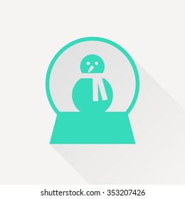 Vector christmas icon. New year illustration.  Snow globe with snowman