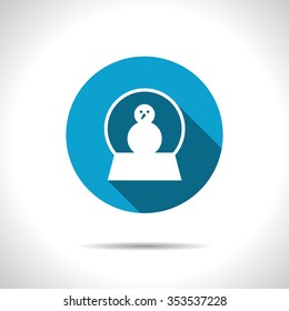 Vector christmas icon. New year illustration.  Snow globe with snowman