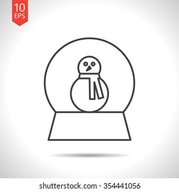 Vector christmas icon. New year illustration.  Snow globe with snowman