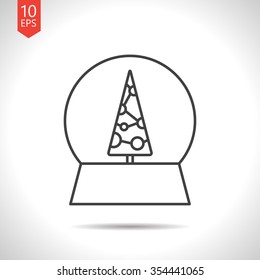 Vector christmas icon. New year illustration.  Snow globe