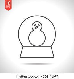 Vector christmas icon. New year illustration.  Snow globe with snowman