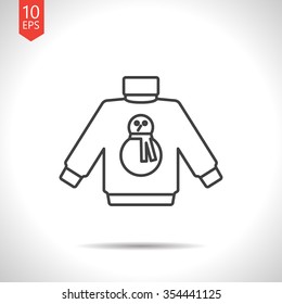 Vector christmas icon. New year illustration. Pullover with snowman