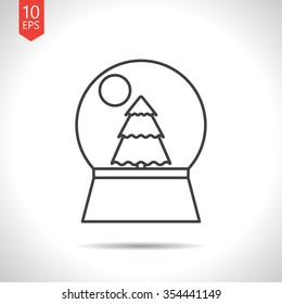 Vector christmas icon. New year illustration.  Snow globe