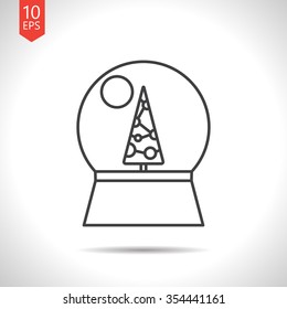 Vector christmas icon. New year illustration.  Snow globe