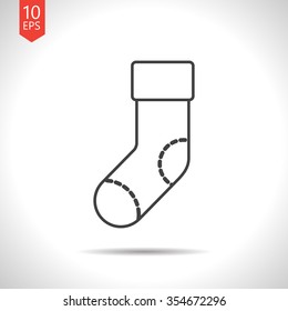 Vector christmas icon. New year illustration. Sock