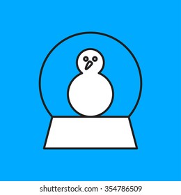 Vector christmas icon. New year illustration.  Snow globe with snowman