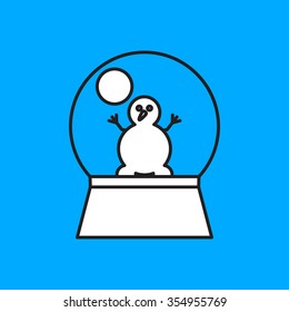 Vector christmas icon. New year illustration.  Snow globe with snowman