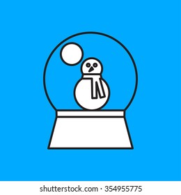 Vector christmas icon. New year illustration.  Snow globe with snowman