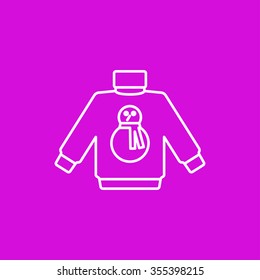Vector christmas icon. New year illustration. Pullover with snowman