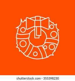 Vector christmas icon. New year illustration. Christmas wreath