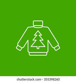 Vector christmas icon. New year illustration. Pullover with christmas tree