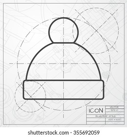 Vector christmas icon. New year illustration. Winter hat. Engineer and architect background