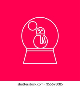 Vector christmas icon. New year illustration.  Snow globe with snowman