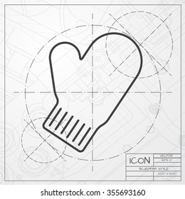 Vector christmas icon. New year illustration. Mittens. Engineer and architect background