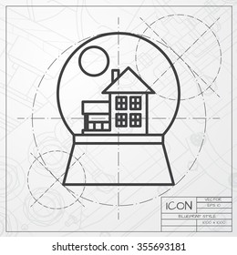 Vector christmas icon. New year illustration.  Snow globe. Engineer and architect background