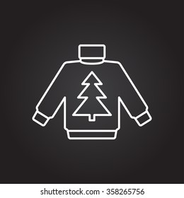 Vector christmas icon. New year illustration. Pullover with christmas tree