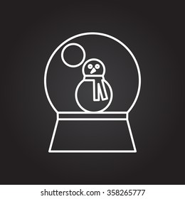Vector christmas icon. New year illustration.  Snow globe with snowman