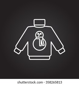 Vector christmas icon. New year illustration. Pullover with snowman
