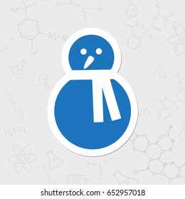 Vector christmas icon. New year illustration. flat sticker Snowman on white background 