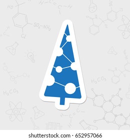 Vector christmas icon. New year illustration. flat sticker Christmas tree on white background 