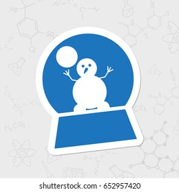Vector christmas icon. New year illustration. flat sticker Snow globe with snowman on white background 