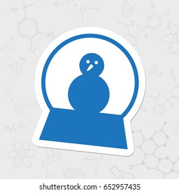 Vector christmas icon. New year illustration. flat sticker Snow globe with snowman on white background 