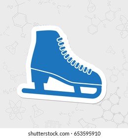 Vector christmas icon. New year illustration. flat sticker Skates on white background 