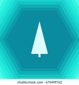 Vector christmas icon. New year illustration. flat Christmas tree on hexagonal background 