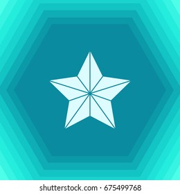Vector christmas icon. New year illustration. flat Christmas star on hexagonal background 